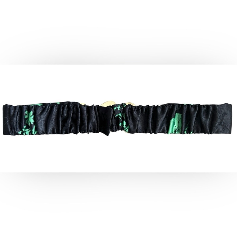 Zara Green Black Jacquard Floral Print Belted Mini Dress, Size S - Picture 8 of 16